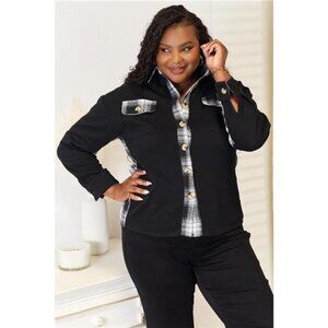 Mandy Plaid Collared Dropped Shoulder Jacket